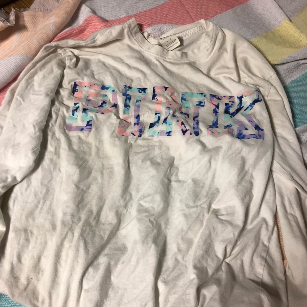 🚫TRADED🚫 PINK HTF water color logo long sleeve